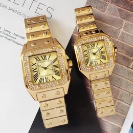 Relógios de moda todos os diamantes pulseira de quartzo movimento automático homens mulheres aço inoxidável relógio mecânico data automática deisgner montre de luxe com caixa