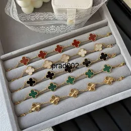 Van Clover – Bracelet Double face à quatre feuilles et cinq fleurs pour femmes, bijoux à main en or 18 carats, cadeaux de luxe pour petites amies, 869Y, nouvelle collection 2024