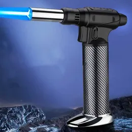 Neue Metall Winddicht Butan Kein Gas Feuerzeug Blaue Flamme Hohe Feuer Turbine Taschenlampe Outdoor Grill Camping Schweißen Gun