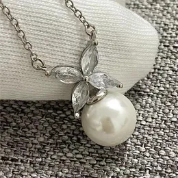 s925 sterling silver plated sweet clover designer pendant necklace cross chain choker nice lovely flower luxury pearl cz zircon necklaces wedding jewelry gift