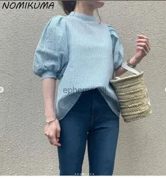 القمصان البلوزات النسائية Nomikuma 2023 Summer Summer New Sweet Blouse Tops Women Chic Lantern Sleeve Boy Tie O-te-leck قميص سببي بلساس de mujer yq231208