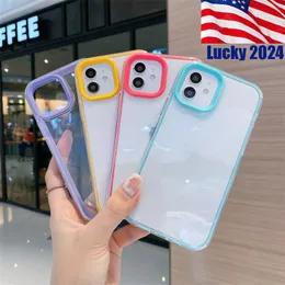 3 in 1 Transparent Candy Color Phone Cases For iPhone 13 15Pro 12 11 14 15 Pro Max XR X XS Max 7 8 Plus 12 Mini Soft Silicone Shockproof Cover