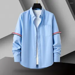 Camicie casual da uomo 2023 Primavera Autunno Moda Business Camicia a maniche lunghe tinta unita Decorativa a righe di alta qualità