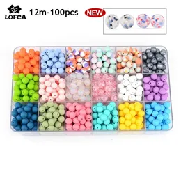 ألعاب الأسنان LOFCA 12MM 100PCSLOT SLICONE BEADS FOOD GRADE Baby Teether Round Beads Baby Comeable Beads Silicone Teether for DIY 231207