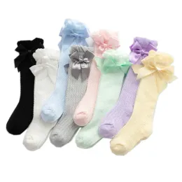 Baby Long Socks Spring Summer Thin girls High Tube Newborn Mosquito Proof Stockings Lace Bowknot Overknee Leg Sock BJ