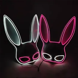 Máscaras de festa Halloween Engraçado Orelhas Longas Coelho Máscara Luminosa Coelho LED Neon Light Brilhante para 231207