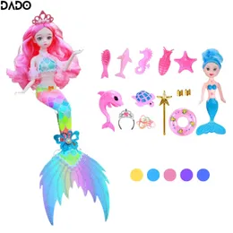 Bambole Principessa Sirena Vestiti per bambole con piccoli giocattoli Accessori Regali di compleanno Kit di vestiti Set per bambini Ragazze Bambini 3 4 5 6 7 231207