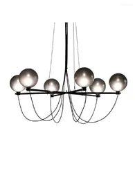 Lustres Smoky Cinza Candelabro De Vidro Est Design Modern Suspensão G9 LED Estilo Nórdico Lâmpada Pendurada Decoração de Casa Luminária Lobby