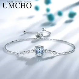 Corrente UMCHO Nano Aquamarine pulseiras para mulheres sólidas 925 prata esterlina pedras preciosas joias finas YQ231208