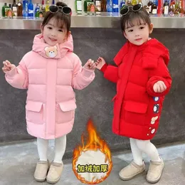 Down Coat Winter Baby Jacket Coat Long Parkas Girls Down Cotton Hooded Overcoat Thick Warm Children Casual Clothes Windproof XMP604 231207