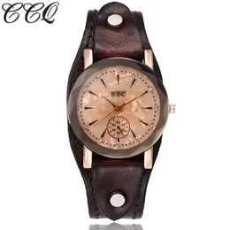 Outros relógios CCQ Marca Vintage Vaca Couro Simples Pulseira Relógio Casual Unisex Mulheres Homens Quartz Relógios de Pulso Relógio Presente Montre Femme 231207