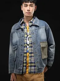 Chaquetas de mujer Boliyae Primavera Otoño Estilo americano Herramientas Denim Chaqueta Hombres Moda Retro Contraste Patchwork LTI-Pocket Y2K Casual Jean Coat L231208