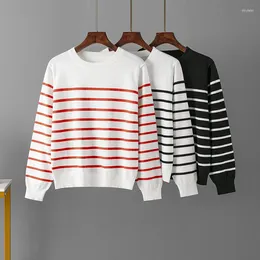 Women's Sweaters HLBCBG Pullovers Women Striped Autumn Students Sweater Simple All-match O-neck Warm Clothing Female Vintage Stylish Tender