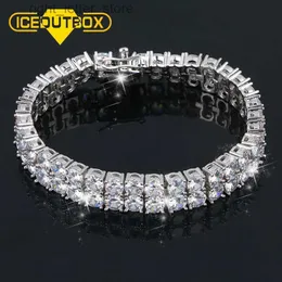 Cadena helada 2 filas Zircon Cadena de tenis 10 mm de ancho Pulsera Oro Plata Color Hombres Doble Cristal Cuadrado CZ Brazalete Caja de regalo Envío de gota YQ231208