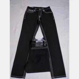 Mens Designer Jeans Verdadeiro Calças Longas Mens Linha Grossa Super Religião Roupas Homem Casual Lápis Azul Preto Denim Calças Luxo