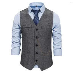 Erkek yelekler erkekler resmi yelek iş yelek zinciri kolsuz tek göğüslü v boyun damat gündelik ince fit gilet homme