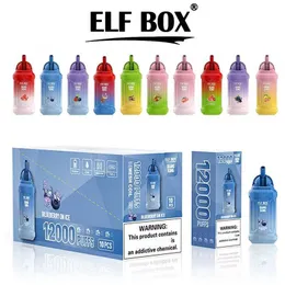 Autentisk Elf Box Bang King 12000 Puff Disposable Vape 0.8Ohm 23 ml POD Typ C Laddningsbart batteri 0% 2% 3% 5% 10 smaker av e-cigarett BK 12K Puff