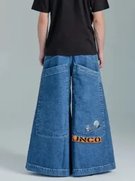 Men's Jeans JNCO Baggy Jeans Y2K Mens Hip Hop Pockets Blue Vintage Baggy Jeans Denim Pants Harajuku Gothic Wide Trousers Skateboard Pants 231207