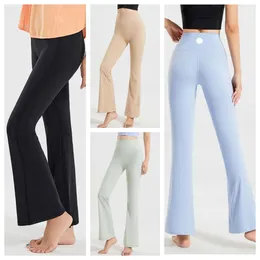 LU-1841 Large size bell-bottom pants Yoga women micro small man movement high waist lift hip lean fitness leisure dance broad leg summer