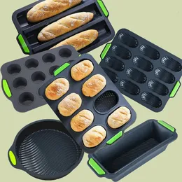 Baking Moulds Food Grade Silicone Cake Molds Toast Tray Bread Pan Brownie Dessert Madeleine Baguette Tools Muffin Bakeware 231207