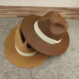 Stingy Brim Hats Plus Size Männer Strohhut Strand Übergröße Sonnenkappe Dame Panama großer Eimer großer Fedora 5558 cm 5960 cm 6163 cm 231208