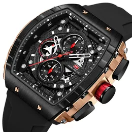 Наручные часы Мужские часы Модные спортивные кварцевые часы для мужчин Люксовый лучший бренд Водонепроницаемые наручные часы Черный силиконовый ремешок Relogio Masculino 231207