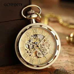 Orologi da tasca di lusso antico scheletro orologio da tasca meccanico da uomo Steampunk meccanico orologi da taschino orologio pendente a carica manuale Relogio De Bolso 231208