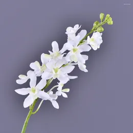 Flores decorativas de alta calidad artificial Ascocenda flor rama seda falso tacto real Vanda para la decoración del hogar de la boda Fleurs