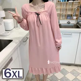 Mulheres sleepwear manga longa mulheres camisola outono inverno sólido kawaii camisola mulher pijamas 6xl