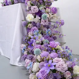 ドライフラワー225cmタンポポのペーニーローズ人工結婚式の花の列のセンターピーステーブルランナーフェイクフローラルイベントパーティーバックドロップアーチ装飾231207