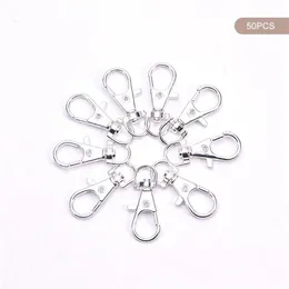 Llaveros 50 PCS Metal Plata Cierres giratorios Lanyard Snap Hook Langosta Garra Cierre DIY Split Key Ring FJewelry Making278O