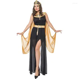 Abbigliamento etnico 3 pezzi Costume sexy da Cleopatra egiziano da donna, toga romana, abito greco, abiti in maschera, oro