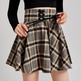 Rokken Zakelijke kleding voor dames Mode Retro Punk Plaid Print Rok Riem Rits Leuke damesjurken Zomer