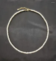 Chains 4mm White Freshwater Pearl Necklace 14K Gold Filled Adjustable Chain Pearls Beaded Exquisite Choker Collier Perles Perlas W2607225