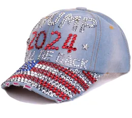 Trump Baseball Cap للرجال للنساء القطن Snapback Hat للجنسين Rhinestone Bling America Hip Hop Caps Gorras Casquette3014656