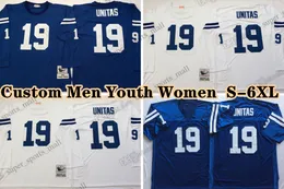 Custom 75th Retro 19 Johnny Unitas 1978 Football Jerseys 87 Reggie Wayne 32 Edgerrin James 18 Peyton Manning 88 Marvin Harrison 82 Raymond Berry 89 Gino Marchetti