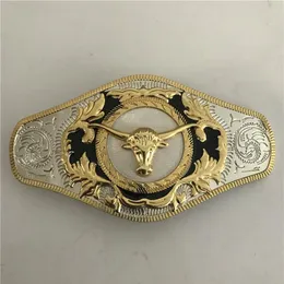 1 Stück große goldene Bullenkopf-Westerngürtelschnalle für Cintura Cowboy227Y
