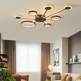 새로운 디자인 현대 LED 천장 조명 거실 침실 스터디 룸 홈 컬러 커피 마감 천장 램프 myy258g