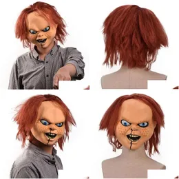 Maschere per feste Maschera Chucky Costume da gioco per bambini Maschere Maschere fantasma Horror Face Latex Mascarilla Halloween Devil Killer Doll Casco 220817 Dhkl0