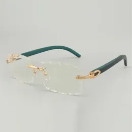 Синие солнцезащитные очки с деревянными дужками 8100915, с выгравированными цветами и прозрачными линзами 56-mm242D