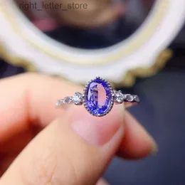 With Side Stones Natural 5*7mm Tanzanite Ring excellent Cut women's engagement gift true 925 sterling silver YQ231209