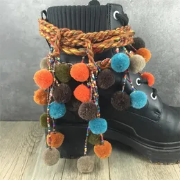 Fußkettchen Winterschuhe Deion Boho Kette Fransen Pom Pom Ball Quasten Gürtel für Stiefel 231208