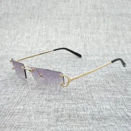 Occhiali da sole Vintage lente piccola C Wire da uomo occhiali da sole quadrati senza montatura da donna per club all'aperto montatura trasparente Oculos Shades230Q