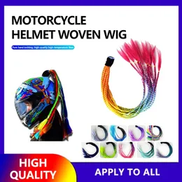 Carro novo 2023 capacete da motocicleta tranças mulher tranças peruca novo para capacetes de moto muluticolors torção trança rabo de cavalo com otário arco