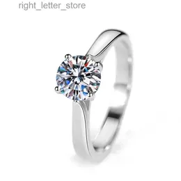 사이드 스톤과 함께 Boeycjr 925 Silver 4 발톱 1ct/2ct d 컬러 Moissanite VVS 약혼 웨딩 다이아몬드 ring yq231209