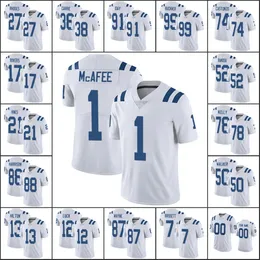 Indianapoliscoltsmen #1 Pat McAfee 12 Andrew Luck 7 Jacoby Brissett 13 T.Y.Jersey da calcio giovanile di Hilton Custom Women