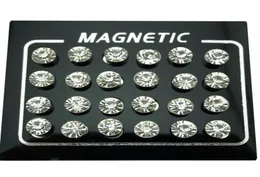 Stud Regelin 12 Çifti Lot 4 5 6 7mm Yuvarlak Kristal Rhinestone Mıknatıs Küpe Puck Kadınlar Erkek Manyetik Sahte Kulak Fiş Mücevherleri229S3207222