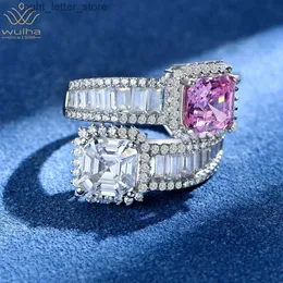 With Side Stones WUIHA 925 Sterling Silver Pink Sapphire Citrine Amethyst Emerald Ruby Simulated Moissanite Gemstone Ring for Women Drop Shipping YQ231209