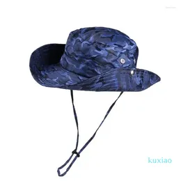 Berretti Uomo Donna Outdoor Tesa larga Camouflage Boonie Cappello da pesca Pesca Campeggio Trekking Traspirante per la protezione solare