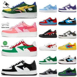 Shark Designer Shoes Bapesstas Women Mens Sneakers A Bathing Ape SK8 STA PATENT LEATHER GRÅ Pink Foam Green Red White Black Low Panda Runners Retros Trainers 36-45 EUR